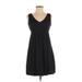 Planet Gold Casual Dress - A-Line V Neck Sleeveless: Black Solid Dresses - Women's Size Small