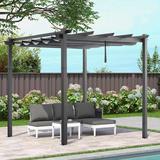 Peak Home Furnishings 10 Ft. W X 10 Ft. D Aluminum Pergola w/ Canopy Aluminum/Metal in Gray | 96.5 H x 118 W x 118 D in | Wayfair 930005NV