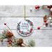 The Holiday Aisle® Custom In Loving Memory Ornament 20XX Poinsettia Wreath Custom Memorial Christmas Ornament /Porcelain in White | Wayfair