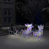 The Holiday Aisle® Lighted Reindeer & Sleigh Christmas Decoration w/ LEDs Acrylic Plastic | 21.7 H x 11 W in | Wayfair