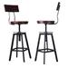 Williston Forge Set Of 2 Industrial Bar Stool-Adjustable Swivel Wood Metal Stool w/ Backrest, Black | 13 W x 13 D in | Wayfair