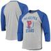 Men's Stitches Heathered Gray/Royal Philadelphia Stars Negro League Wordmark Raglan 3/4-Sleeve T-Shirt