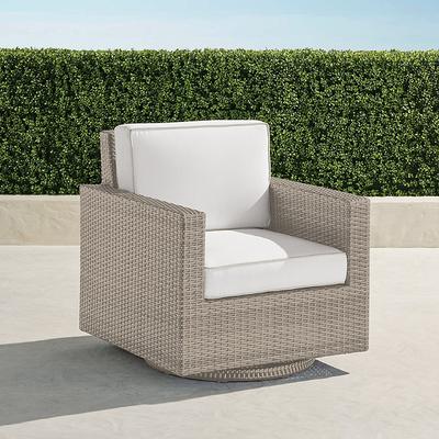 Small Palermo Swivel Lounge Chair with Cushions in Dove Wicker - Standard, Sailcloth Aruba - Frontgate