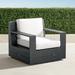 St. Kitts Swivel Lounge Chair in Matte Black Aluminum with Cushions - Resort Stripe Leaf - Frontgate