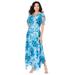 Plus Size Women's Floral Sequin Dress by Roaman's in Blue Embellished Bouquet (Size 42 W)