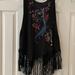 Free People Tops | Free People Embroidered Handkerchief Tunic Tank Top. Asymmetrical Black Sz Xs | Color: Black | Size: Xs