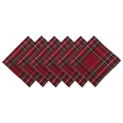 Holiday Metallic Plaid Napkin, Set of 6 by DII in Red