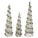 Northlight Seasonal Set of 3 Lighted White Berry & Pine Needle Cone Tree Christmas Decorations, Rattan in Green/White | 40 H x 10 W in | Wayfair
