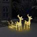 The Holiday Aisle® Lighted Reindeer & Sleigh Christmas Decoration w/ LEDs Acrylic in White | 21.7 H x 51.2 W in | Wayfair