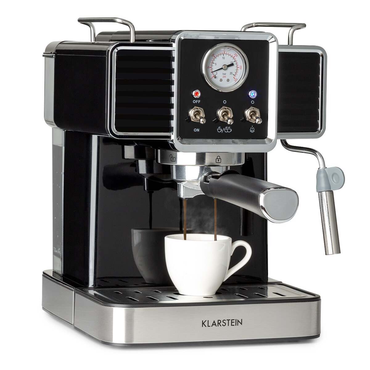 Klarstein Gusto Classico Espressomaker 1350 Watt 20 Bar Druck 1,5 Liter Schwarz Image