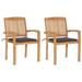 vidaXL Patio Chairs 2 pcs with Anthracite Cushions Solid Teak Wood