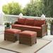 Crosley Bradenton 3Pc Outdoor Wicker Sofa Set - 81 "W x 75 "D x 32.5 "H