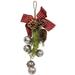 Pewter Bells Teardrop w/Black & Red Buffalo Check Bow - Red / Green / Brown - 24"H x 6"W