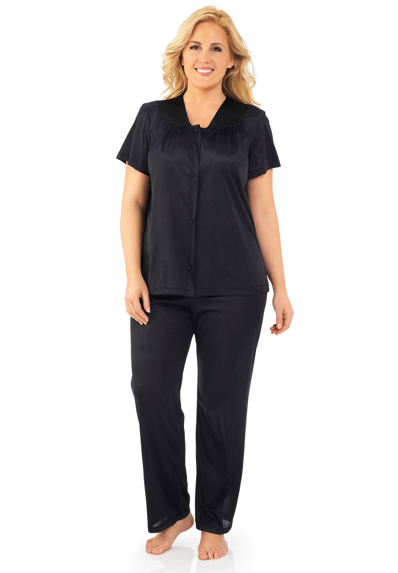 Plus Size Women's Short Sleeve Pajama by Exquisite Form in Midnight Black (Size XL)
