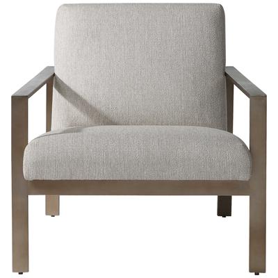 31" Brown and Beige Contemporary Accent Chair