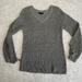 American Eagle Outfitters Sweaters | American Eagle Grey Knit V Neck Sweater Lace Up Sleeves Small | Color: Gray | Size: S