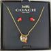 Coach Jewelry | Coach Garden Party Crystal Ladybug Flower Gold Tone Necklace & Earrings Set. | Color: Gold/Red | Size: Os