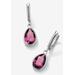 Women's Sterling Silver Drop Earrings Pear Cut Simulated Birthstones by PalmBeach Jewelry in October