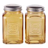 Retro Glass Salt & Pepper Set - Amber by Brylane Home in Yellow