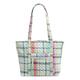 Vera Bradley Women's Cotton Small Vera Tote Bag, Pastel Plaid - Recycled Cotton, One Size