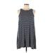 Silver Wishes Casual Dress - A-Line High Neck Sleeveless: Blue Print Dresses - Women's Size 6