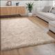 Paco Home - Tapis Poils Hauts Moelleux Moderne Shaggy Style Flokati Confortable Uni Beige 60x90 cm