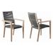 Wooden Outdoor Dining Chair with Fishbone Weave, Set of 2, Charcoal Black