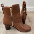 Coach Shoes | Coach Boots-With Tea Rose-Coach Tag & Brass Buckle And Zipper. 3” Heels. | Color: Brown | Size: 9