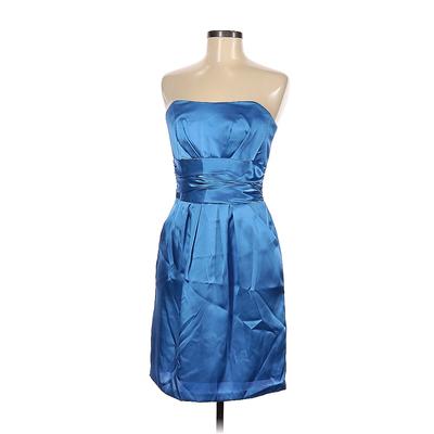 David's Bridal Cocktail Dress - Party: Blue Solid Dresses - Women's Size 8