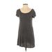See You Monday Casual Dress: Gray Stripes Dresses - Women's Size Small