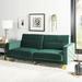 Everly Quinn Hayasdan Full 77.1" Wide Split Back Convertible Sofa Wood/Velvet/Solid Wood in Green | 36.6 H x 77.1 W x 33.1 D in | Wayfair