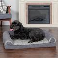 FurHaven Two-Tone Faux Fur & Suede Sofa Pet Bed Memory Foam in Gray/White | 6.5 H x 36 W x 27 D in | Wayfair 65441087