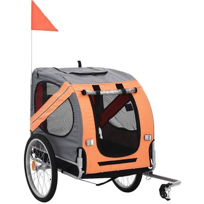 Fahrradanhänger für Hunde Orange und Grau Vidaxl Image