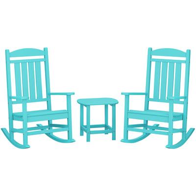 POLYWOOD Presidential Aruba Patio Set with South Beach Side Table and 2 Rocking Chairs