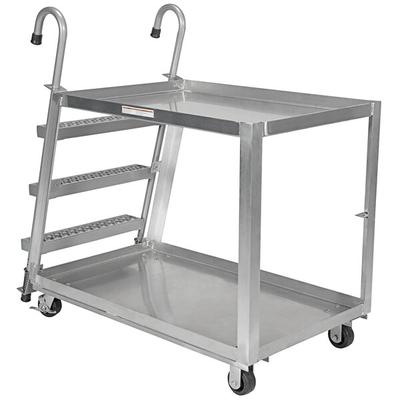 Vestil SPA2-2840 44" x 27 7/8" x 50 3/16" Aluminum 2-Shelf Stock Picker with Steel Ladder and 660 lb. Capacity