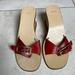 Coach Shoes | Coach Honey Vintage Wood Wedges Red Leather Buckle Strap | Color: Red/Tan | Size: 8.5