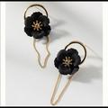 Anthropologie Jewelry | Anthropologi Beaumont Hoop Post Earring | Color: Black/Gold | Size: Os