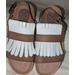 Anthropologie Shoes | Anthropology Kmb Sandals Made In Spain. 40 | Color: Tan/White | Size: 40