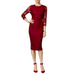 Jessica Simpson Dresses | Jessica Simpson Dress Lace Overlay Midi Sheath Dress Sheer 34 Sleeve Women's 14 | Color: Red | Size: 14