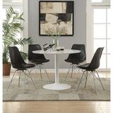 Orren Ellis Sohanpal 40" Pedestal Dining Table Plastic/Acrylic/Wood in Brown/White | 29.5 H x 40 W x 40 D in | Wayfair
