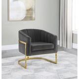 Accent Chair - Everly Quinn Accent Chair w/ Metal Frame In Dark Grey & Gold Velvet/Fabric in Yellow | 29.5 H x 30 W x 29 D in | Wayfair