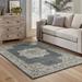 Blue/White 59.84 x 39.37 x 0.71 in Area Rug - Bungalow Rose Oriental Blue/Beige Area Rug Polyester | 59.84 H x 39.37 W x 0.71 D in | Wayfair