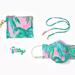 Lilly Pulitzer Accessories | Adult On The Go Mask And Pouch Set Pink Blossom Suite Views Chilly Lilly | Color: Green/Pink | Size: 7 1/8"L X 4 7/8"H.