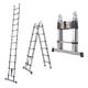 3.8M 12.5ft A Frame Telescopic Folding Ladder Stainless steel Extendable Extension Foldable Portable Steps Ladders Indoor Outdoor 330lbs Load Capacity