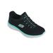 Women's Skechers Summits Mesh Bungees Slip-Ons, Black/Turquoise 8 W Wide, Fabric Lining
