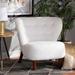 Accent Chair - Everly Quinn Modern & Contemporary White Boucle Upholstered & Walnut Brown Finished Wood Accent Chair Polyester | Wayfair
