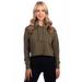 Next Level 9384 Women's Cropped Pullover Hooded Sweatshirt in Military Green size Medium | sueded