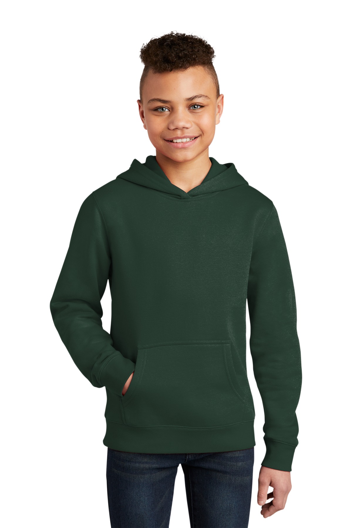District DT6100Y Youth V.I.T. Fleece Hoodie in Forest Green size XS | Cotton/Polyester Blend