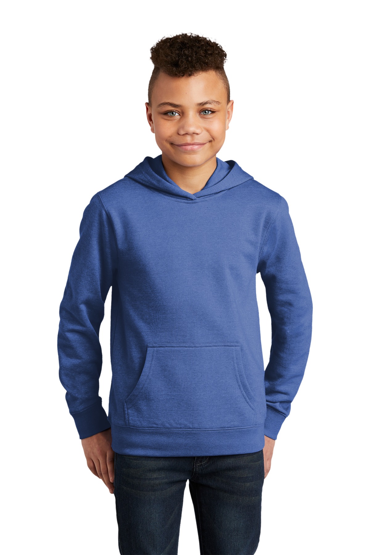 District DT6100Y Youth V.I.T. Fleece Hoodie in Royal Blue Frost size Small | Cotton/Polyester Blend
