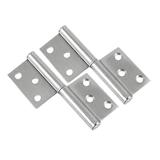 2 Pcs 2.5" Length Silver Tone Two Leaves Flag Hinge - Silver Tone